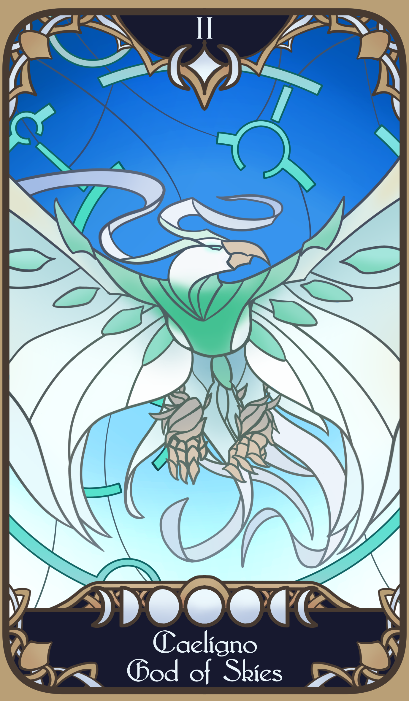 A tarot-inspired card for my homebrew D&D campaign, representing the god 'Caeligno' of the skies.